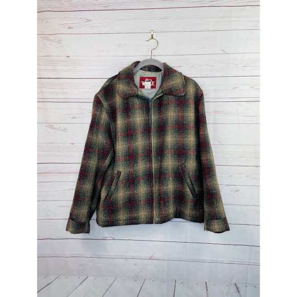 VTG Woolrich Wool Plaid Full Zip Jacket Womens Large